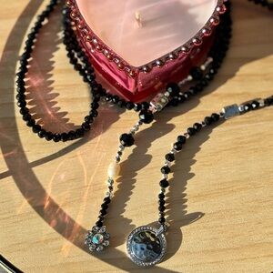 Chic Black Beaded Necklace with Silver Accents
